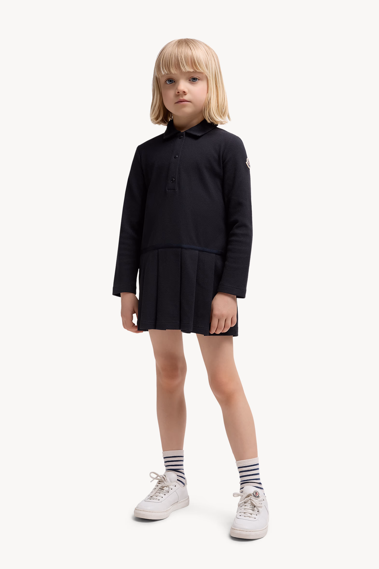 Piquet Polo Shirt Dress Girl Navy Blue Moncler 2